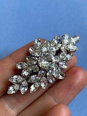 Gorgeous Schoffel & Co Crystal Rhinestone Signed Brooch 2 of 2 Identical